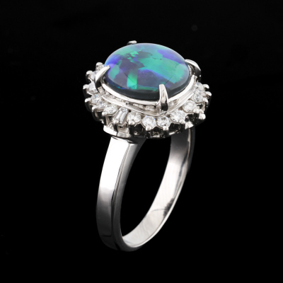 2.73ct Black Opal & Diamond Ring - 5