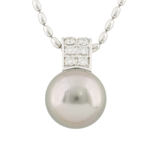 13.6mm Tahitian Pearl & Diamond Pendant