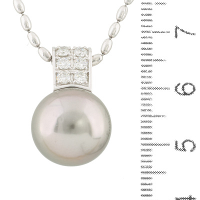13.6mm Tahitian Pearl & Diamond Pendant - 2