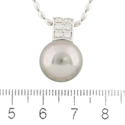 13.6mm Tahitian Pearl & Diamond Pendant - 3