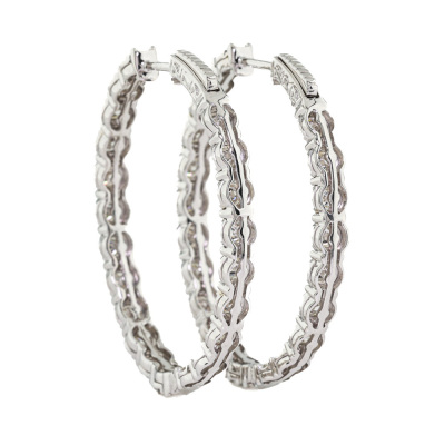 3.03ct Diamond Hoop Earrings - 2
