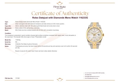 Rolex Datejust with Diamonds Mens Watch 116233G - 3