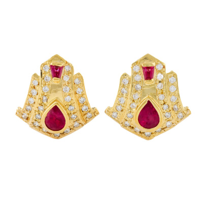 1.06ct Ruby & Diamond Earrings