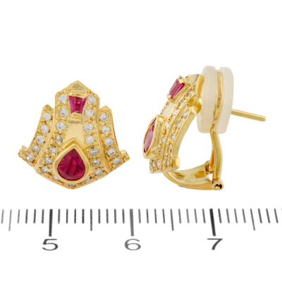 1.06ct Ruby & Diamond Earrings - 2