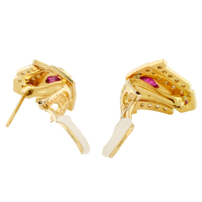 1.06ct Ruby & Diamond Earrings - 3