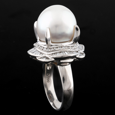 14.3mm South Sea Pearl & Diamond Ring - 6