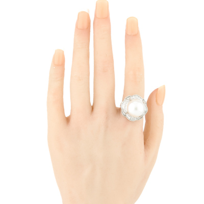 14.3mm South Sea Pearl & Diamond Ring - 7
