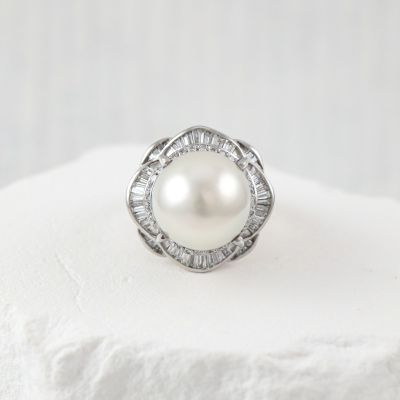 14.3mm South Sea Pearl & Diamond Ring - 8