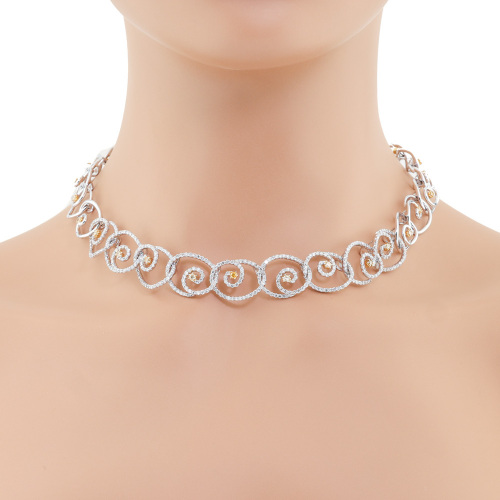 Yellow & White 5.93ct Diamond Necklace 52.7g