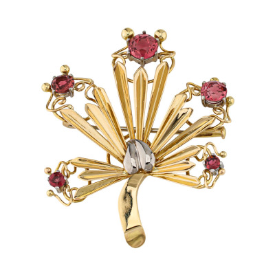 3.20ct Pink Tourmaline Gold Brooch