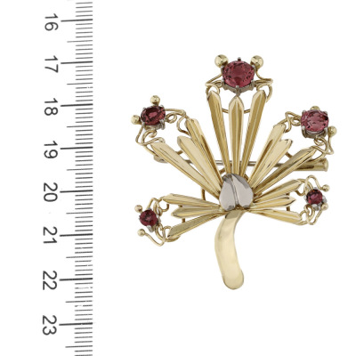 3.20ct Pink Tourmaline Gold Brooch - 2