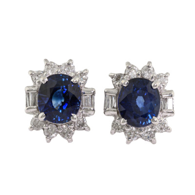 2.21ct Sapphire & 0.36ct Diamond Earrings