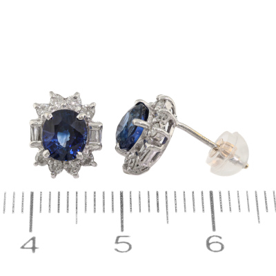 2.21ct Sapphire & 0.36ct Diamond Earrings - 2