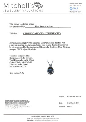 8.21ct Tanzanite & Diamond Pendant - 4