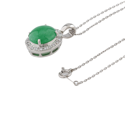 4.60ct Jade & Diamond Pendant - 5