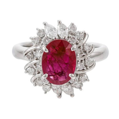 2.03ct Burmese Ruby & Diamond Ring GIA