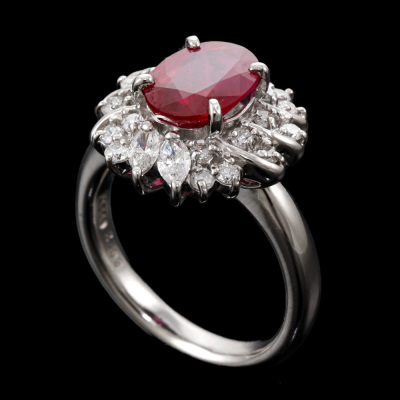 2.03ct Burmese Ruby & Diamond Ring GIA - 5