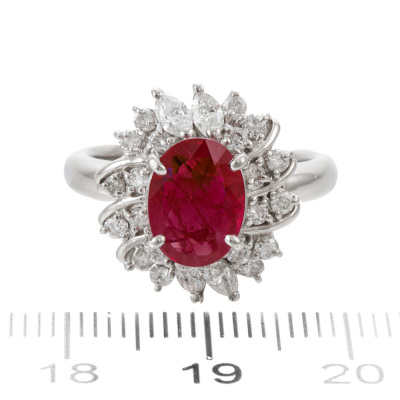 2.03ct Burmese Ruby & Diamond Ring GIA - 7