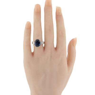 7.12ct Sapphire & 1.11ct Diamond Ring - 5