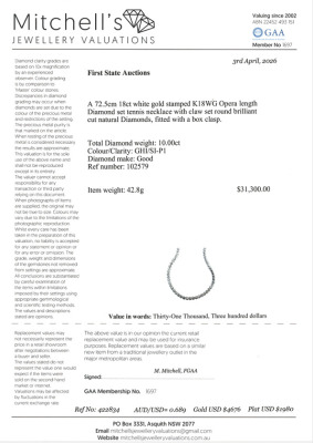 Opera Length 10.00ct Diamond Tennis Necklace - 4