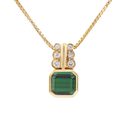1.80ct Green Tourmaline & Diamond Pendant