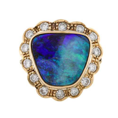 Boulder Opal & Diamond Ring