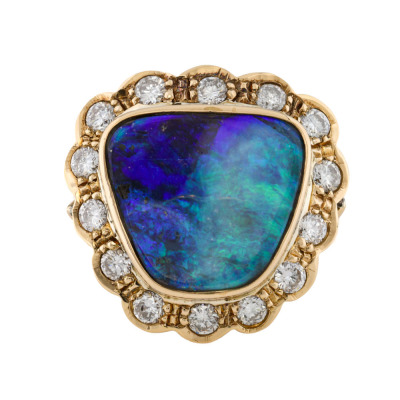 Boulder Opal & Diamond Ring