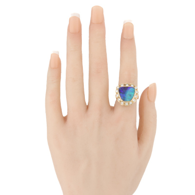 Boulder Opal & Diamond Ring - 2