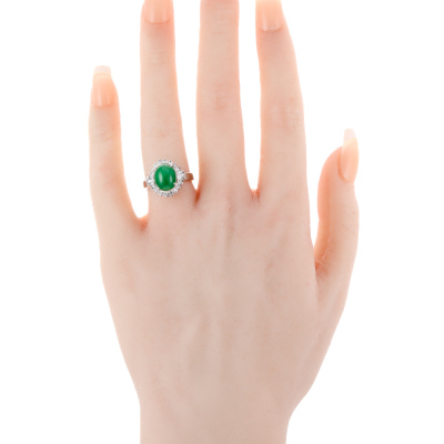2.97ct Jade & Diamond Ring - 5