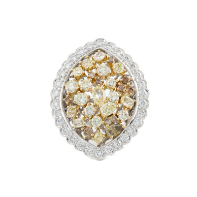 4.40ct Fancy Yellow & White Diamond Ring