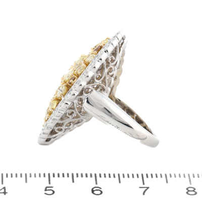 4.40ct Fancy Yellow & White Diamond Ring - 3