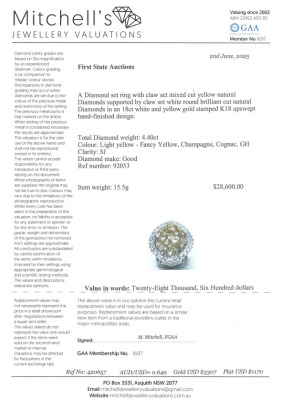 4.40ct Fancy Yellow & White Diamond Ring - 4