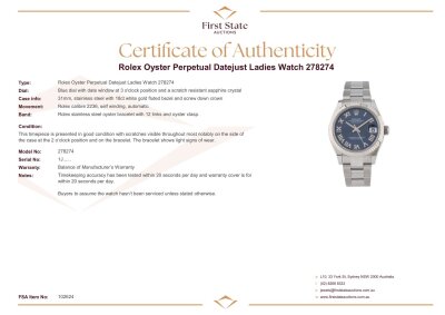 Rolex Oyster Perpetual Datejust Ladies Watch 278274 - 4