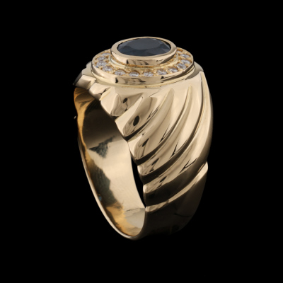 2.18ct Sapphire & Diamond Mens Ring, 18ct Gold 25.4g - 5