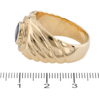 2.18ct Sapphire & Diamond Mens Ring, 18ct Gold 25.4g - 7