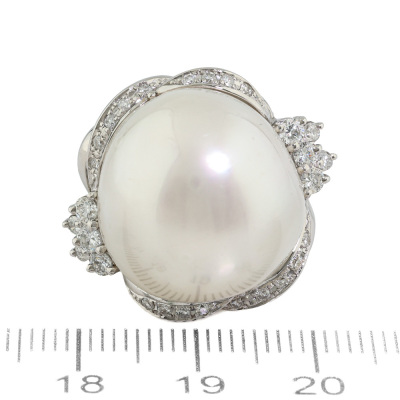 17.4mm South Sea Pearl & Diamond Ring - 2