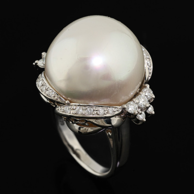 17.4mm South Sea Pearl & Diamond Ring - 6