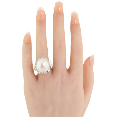 17.4mm South Sea Pearl & Diamond Ring - 7