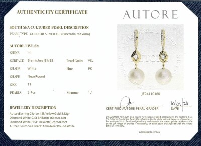 Autore South Sea Pearl & Diamond Earrings - 4