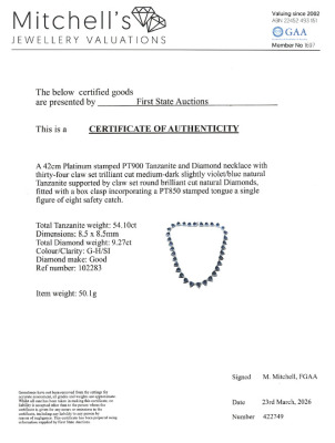 54.10ct Tanzanite & 9.27ct Diamond Necklace - 4