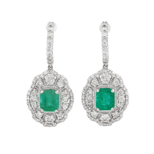 1.37ct Emerald & Diamond Earrings