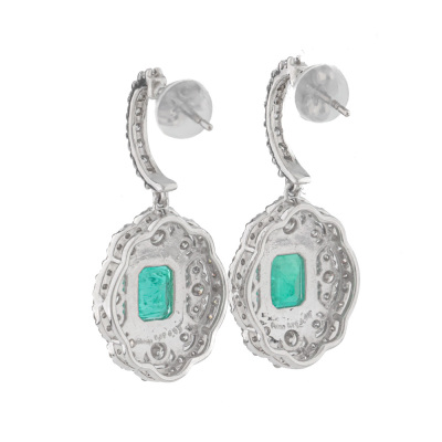 1.37ct Emerald & Diamond Earrings - 4