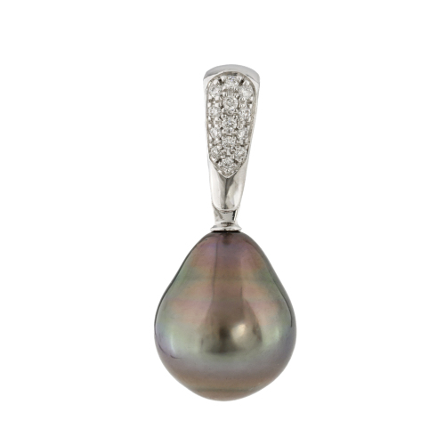 Autore 10.2mm Tahitian Pearl & Diamond Enhancer Pendant