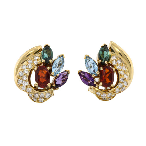 2.10ct Multicolour Gemstone & Diamond Earrings