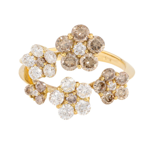 Cognac & White Diamond Dress Ring 1.70ct