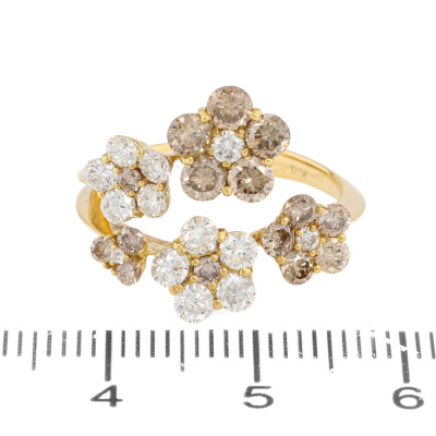 Cognac & White Diamond Dress Ring 1.70ct - 2