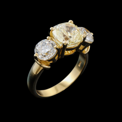 5.02ct Diamond Trilogy Ring GIA Fancy Yellow VS1 - 10