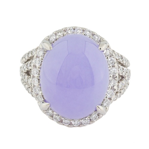 15.15ct Lavender Jadeite Jade & Diamond Ring