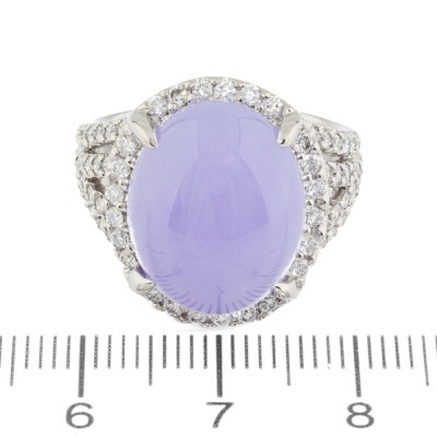 15.15ct Lavender Jadeite Jade & Diamond Ring - 2