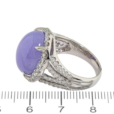 15.15ct Lavender Jadeite Jade & Diamond Ring - 3